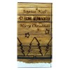 Weihnachtliche Geschenkverpackung mit Echtholz-Optik sowie neuartiger Echtholz-Haptik und staubfreier, naturbelassenen Holzwolle